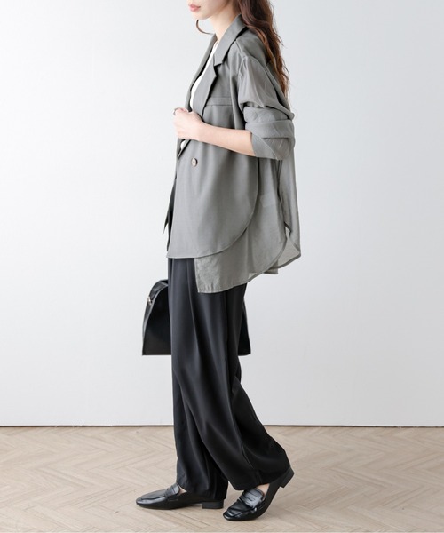 AMELY(エミリー)の「フロントレイヤードシアージャケット(テーラードジャケット・レディース・グレー/ベージュ/ブラック・フリー)」の8枚目の写真