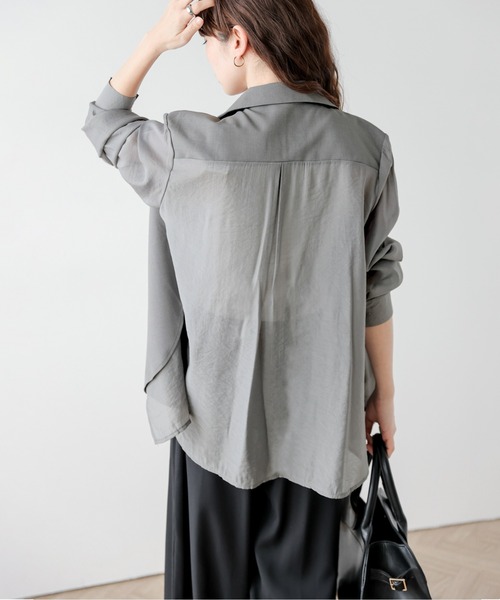AMELY(エミリー)の「フロントレイヤードシアージャケット(テーラードジャケット・レディース・グレー/ベージュ/ブラック・フリー)」の10枚目の写真