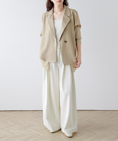 AMELY(エミリー)の「フロントレイヤードシアージャケット(テーラードジャケット・レディース・グレー/ベージュ/ブラック・フリー)」の11枚目の写真