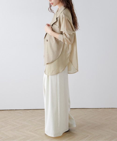 AMELY(エミリー)の「フロントレイヤードシアージャケット(テーラードジャケット・レディース・グレー/ベージュ/ブラック・フリー)」の13枚目の写真