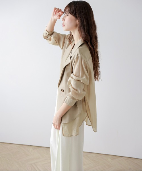 AMELY(エミリー)の「フロントレイヤードシアージャケット(テーラードジャケット・レディース・グレー/ベージュ/ブラック・フリー)」の14枚目の写真