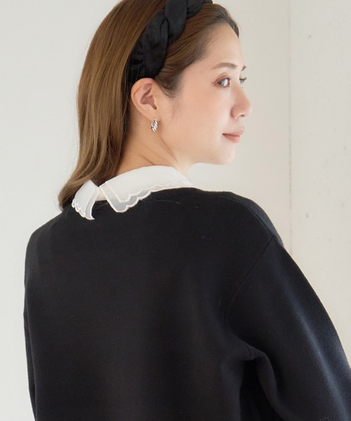 anown(アノン)の「フラワー刺繍×ビジュー スカラップデザイン つけ襟(付け襟・レディース・ブラック/ホワイト・FREE)」の10枚目の写真