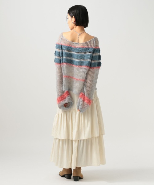 BAYFLOW（ベイフロー）の「[WEB限定]マルチボーダーニットプルオーバー（ニット/セーター・レディース・ブルー系/グリーン系/ピンク系・FREE）」の6枚目の写真