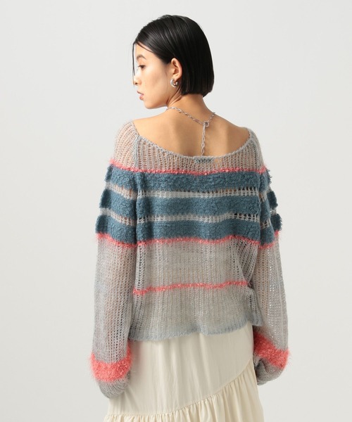 BAYFLOW（ベイフロー）の「[WEB限定]マルチボーダーニットプルオーバー（ニット/セーター・レディース・ブルー系/グリーン系/ピンク系・FREE）」の10枚目の写真
