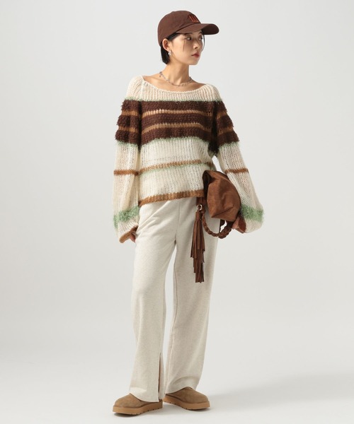 BAYFLOW（ベイフロー）の「[WEB限定]マルチボーダーニットプルオーバー（ニット/セーター・レディース・ブルー系/グリーン系/ピンク系・FREE）」の12枚目の写真