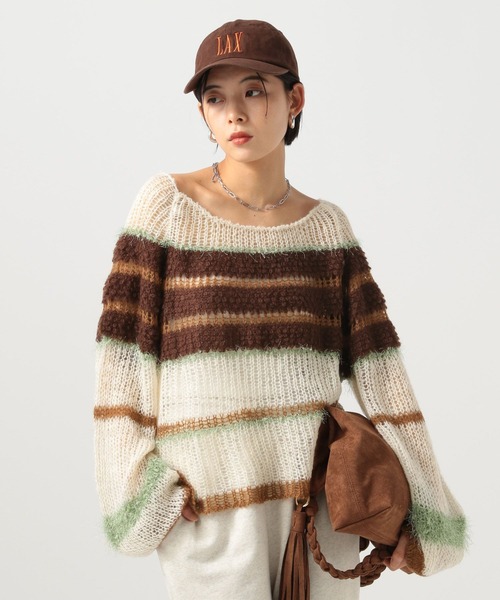 BAYFLOW（ベイフロー）の「[WEB限定]マルチボーダーニットプルオーバー（ニット/セーター・レディース・ブルー系/グリーン系/ピンク系・FREE）」の13枚目の写真