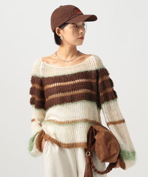 BAYFLOW（ベイフロー）の「[WEB限定]マルチボーダーニットプルオーバー（ニット/セーター・レディース・ブルー系/グリーン系/ピンク系・FREE）」の14枚目の写真