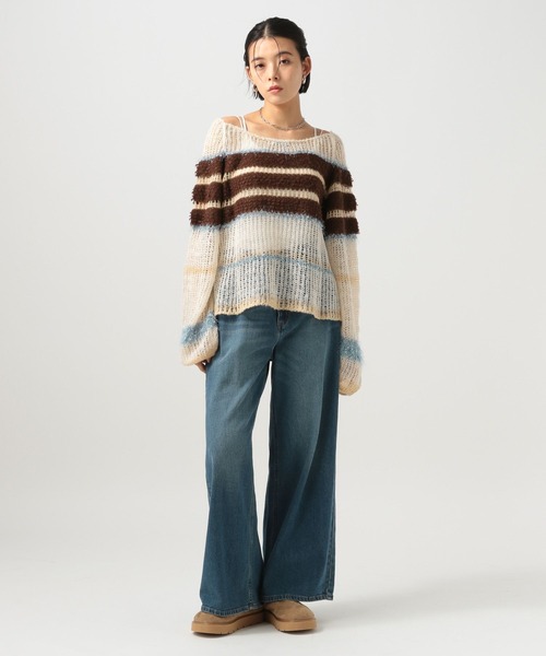 BAYFLOW（ベイフロー）の「[WEB限定]マルチボーダーニットプルオーバー（ニット/セーター・レディース・ブルー系/グリーン系/ピンク系・FREE）」の16枚目の写真