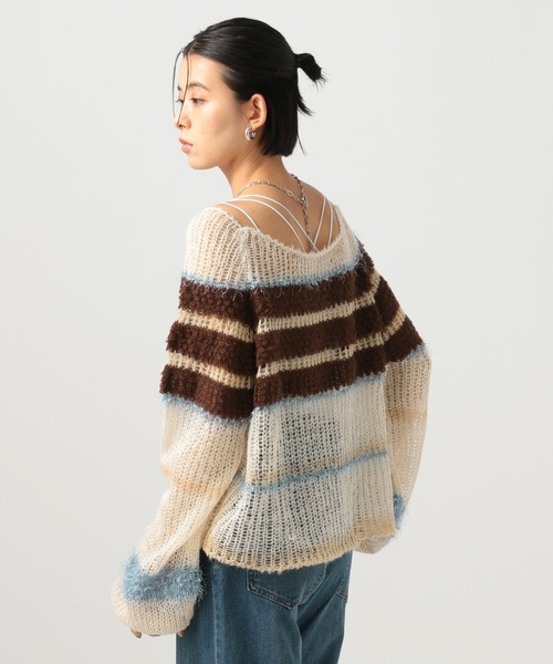 BAYFLOW（ベイフロー）の「[WEB限定]マルチボーダーニットプルオーバー（ニット/セーター・レディース・ブルー系/グリーン系/ピンク系・FREE）」の19枚目の写真
