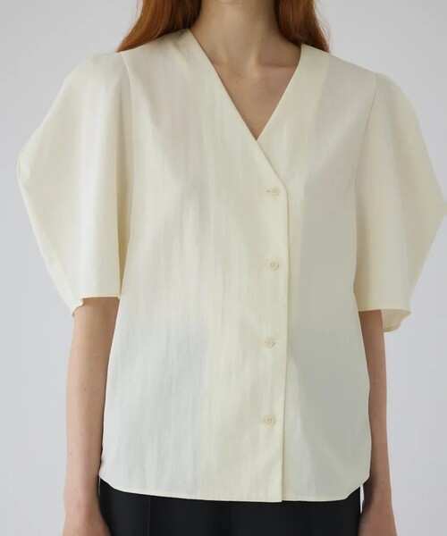 RIM.ARK(リムアーク)の「【RIM.ARK/リムアーク】Volume sleeve v-neck SH/ボリュームスリーブブイネックシャツ(シャツ/ブラウス・レディース・ホワイト/ブラック・FREE)」の14枚目の写真