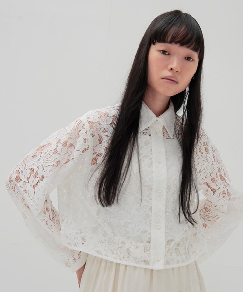 DRESSLAVE（ドレスレイブ）の「flower lace short blouse(花柄レースショート丈ブラウス)（シャツ/ブラウス・レディース・ホワイト/ブラック・38）」の16枚目の写真