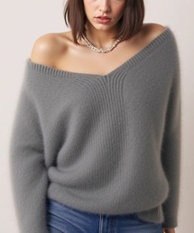 モヘアニット」に該当するニット/セーター（グレー/灰色系・Vネック