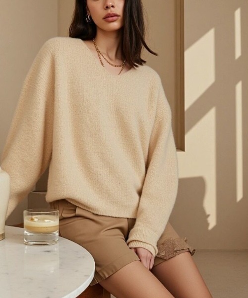 cammie(キャミー)の「Vネックモヘアニットトップス(ニット/セーター・レディース・アイボリー/グレー/ベージュ・F)」の19枚目の写真