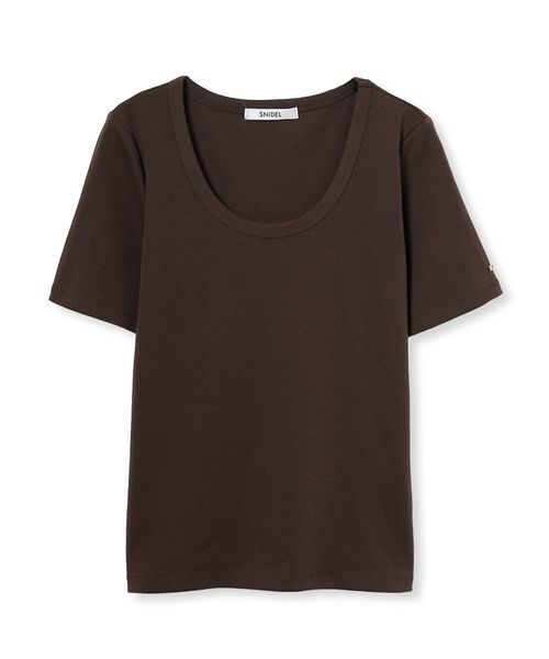 SNIDEL（スナイデル）の「UネックTシャツ（Tシャツ/カットソー・レディース・ライトブルー/ネイビー/ブラウン/ホワイト・F）」の3枚目の写真