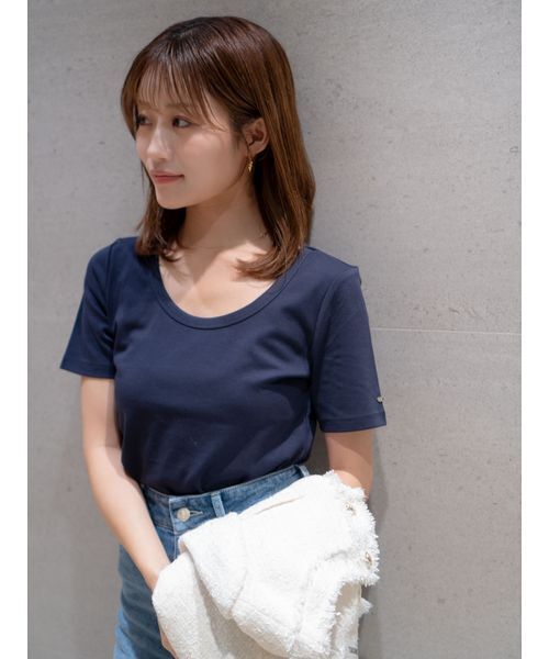 SNIDEL（スナイデル）の「UネックTシャツ（Tシャツ/カットソー・レディース・ライトブルー/ネイビー/ブラウン/ホワイト・F）」の10枚目の写真