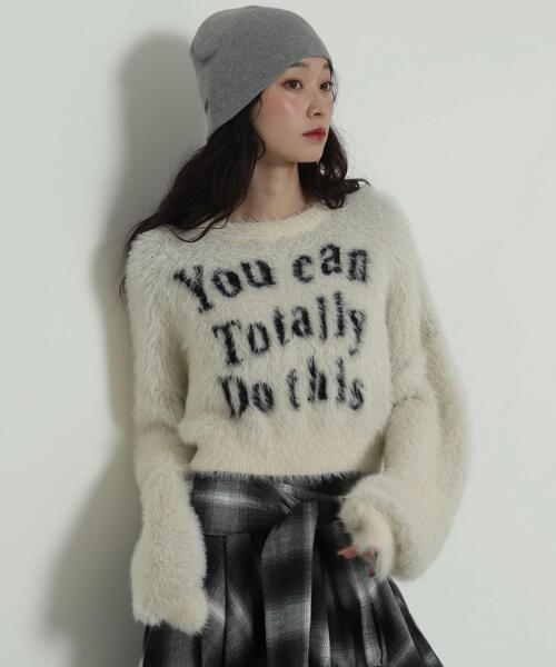 WEGO/【25年秋冬新作】ロゴシャギーショートニット（ニット/セーター