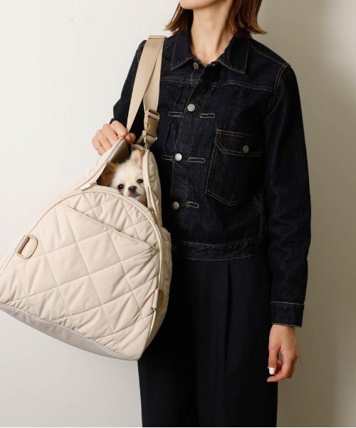 モンシェリ キルティングトライアングルドライブペットバッグ セール】キルティングトライアングルドライブペットバッグ【長さ調節