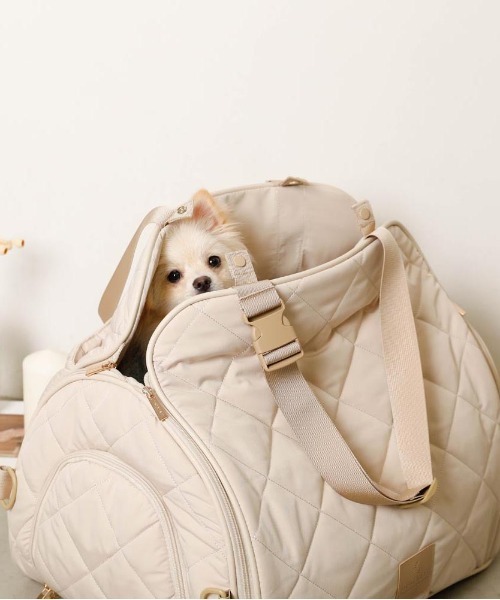 モンシェリ キルティングトライアングルドライブペットバッグ セール】キルティングトライアングルドライブペットバッグ【長さ調節