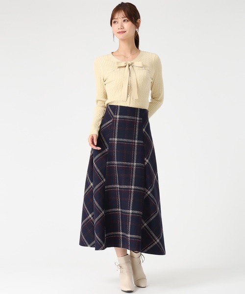 セール】2025秋冬新作 ロービングチェックAラインミディスカート