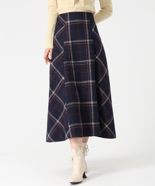 セール】2025秋冬新作 ロービングチェックAラインミディスカート