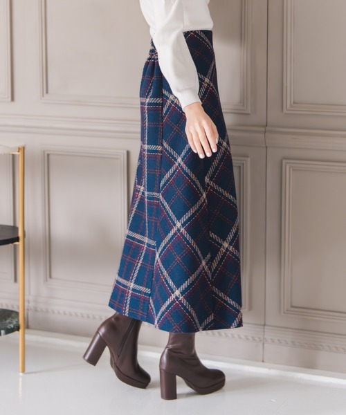 MISCH MASCH（ミッシュマッシュ）の「2025秋冬新作 ロービングチェックAラインミディスカート（スカート・レディース・ブラック/アイボリー/ネイビー・S/M）」の6枚目の写真