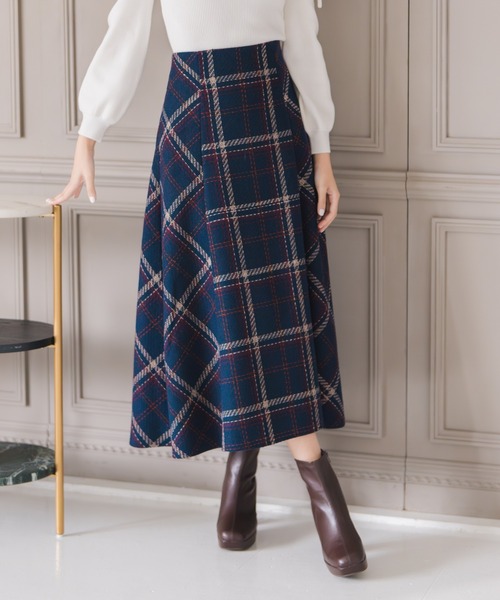 MISCH MASCH（ミッシュマッシュ）の「2025秋冬新作 ロービングチェックAラインミディスカート（スカート・レディース・ブラック/アイボリー/ネイビー・S/M）」の7枚目の写真