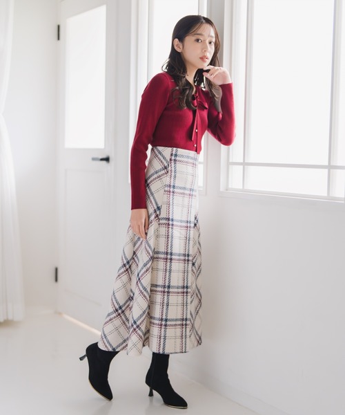 MISCH MASCH（ミッシュマッシュ）の「2025秋冬新作 ロービングチェックAラインミディスカート（スカート・レディース・ブラック/アイボリー/ネイビー・S/M）」の15枚目の写真