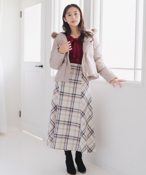 MISCH MASCH（ミッシュマッシュ）の「2025秋冬新作 ロービングチェックAラインミディスカート（スカート・レディース・ブラック/アイボリー/ネイビー・S/M）」の22枚目の写真