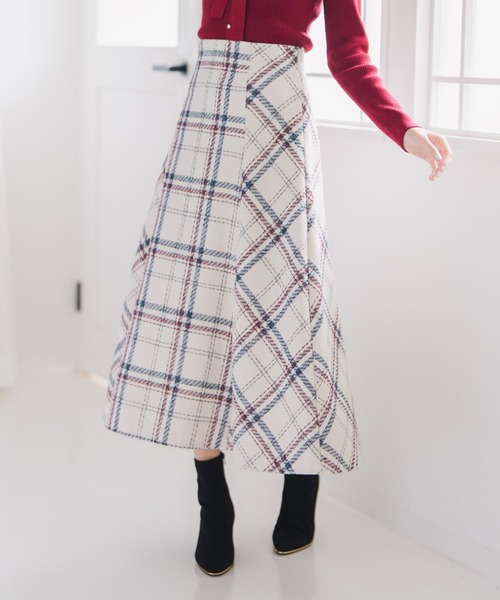 MISCH MASCH（ミッシュマッシュ）の「2025秋冬新作 ロービングチェックAラインミディスカート（スカート・レディース・ブラック/アイボリー/ネイビー・S/M）」の12枚目の写真