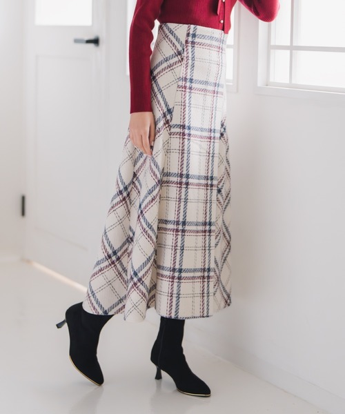 MISCH MASCH（ミッシュマッシュ）の「2025秋冬新作 ロービングチェックAラインミディスカート（スカート・レディース・ブラック/アイボリー/ネイビー・S/M）」の14枚目の写真