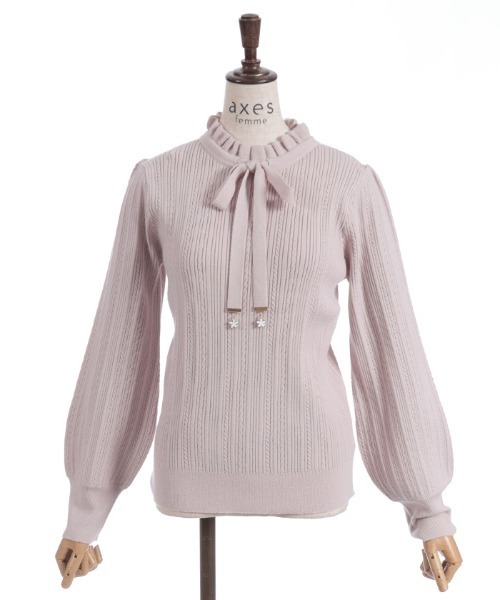 axes femme(アクシーズファム)の「機能付チャームリボンニット(ニット/セーター・レディース・ブラック/ホワイト/ミント/ピンク・FREE)」の4枚目の写真