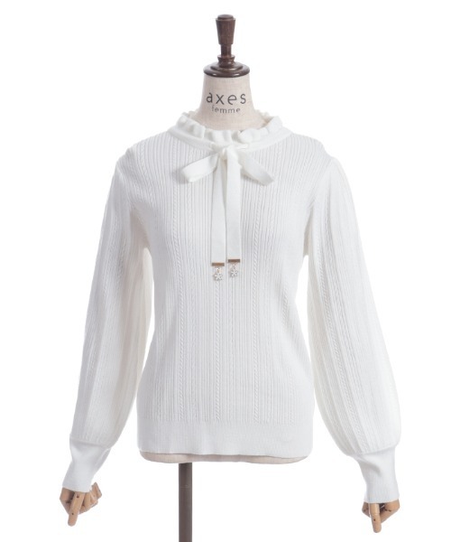 axes femme(アクシーズファム)の「機能付チャームリボンニット(ニット/セーター・レディース・ブラック/ホワイト/ミント/ピンク・FREE)」の19枚目の写真