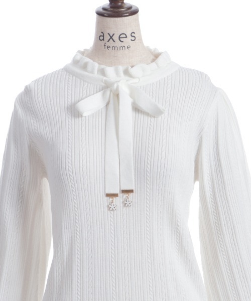 axes femme(アクシーズファム)の「機能付チャームリボンニット(ニット/セーター・レディース・ブラック/ホワイト/ミント/ピンク・FREE)」の22枚目の写真