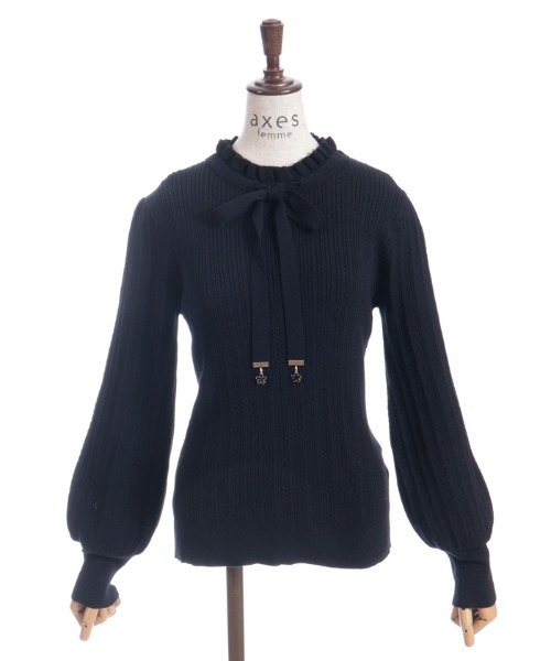 axes femme(アクシーズファム)の「機能付チャームリボンニット(ニット/セーター・レディース・ブラック/ホワイト/ミント/ピンク・FREE)」の16枚目の写真