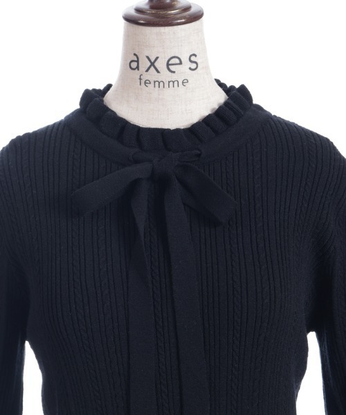 axes femme(アクシーズファム)の「機能付チャームリボンニット(ニット/セーター・レディース・ブラック/ホワイト/ミント/ピンク・FREE)」の7枚目の写真