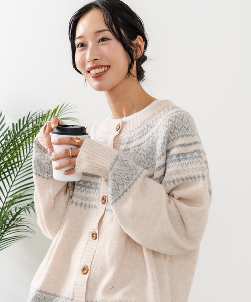 fort point（フォーポイント）の「【C-FORTPOINT/フォートポイント】求心柄カーディガン（カーディガン/ボレロ・レディース・ライトベージュ/杢グレー/チャコールグレー・ONE SIZE）」の2枚目の写真