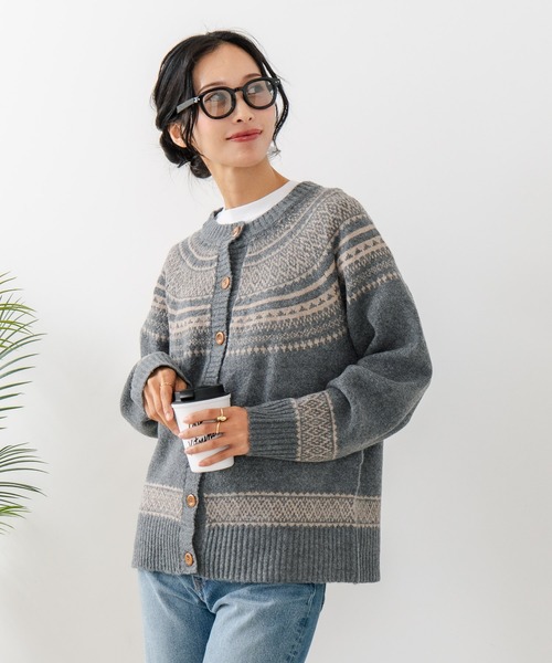 fort point（フォーポイント）の「【C-FORTPOINT/フォートポイント】求心柄カーディガン（カーディガン/ボレロ・レディース・ライトベージュ/杢グレー/チャコールグレー・ONE SIZE）」の21枚目の写真