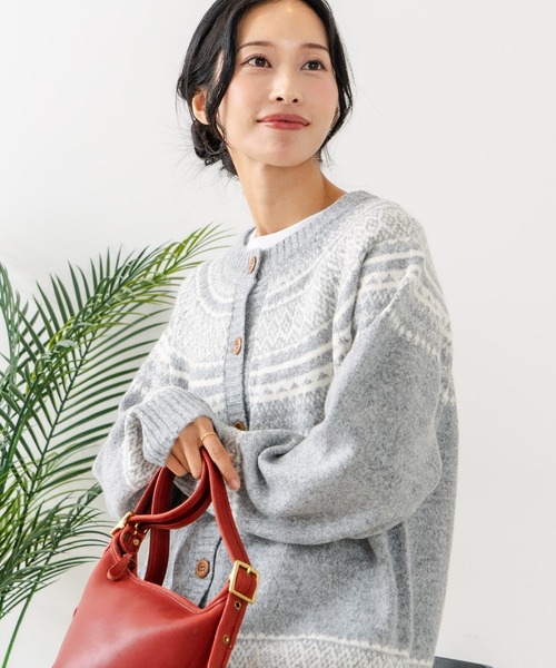 fort point（フォーポイント）の「【C-FORTPOINT/フォートポイント】求心柄カーディガン（カーディガン/ボレロ・レディース・ライトベージュ/杢グレー/チャコールグレー・ONE SIZE）」の5枚目の写真