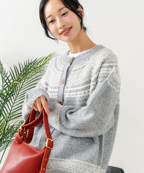 fort point（フォーポイント）の「【C-FORTPOINT/フォートポイント】求心柄カーディガン（カーディガン/ボレロ・レディース・ライトベージュ/杢グレー/チャコールグレー・ONE SIZE）」の6枚目の写真