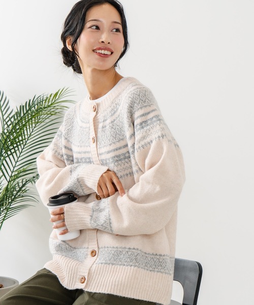 fort point（フォーポイント）の「【C-FORTPOINT/フォートポイント】求心柄カーディガン（カーディガン/ボレロ・レディース・ライトベージュ/杢グレー/チャコールグレー・ONE SIZE）」の15枚目の写真