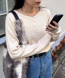 CIAOPANIC TYPY | ヘンリーネック配色アンチピリングニット(ニット/セーター)