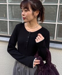 CIAOPANIC TYPY | ヘンリーネック配色アンチピリングニット(ニット/セーター)