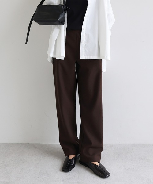 evernavy(エバーネイビー)の「裏起毛ポンチカーブパンツ(その他パンツ・レディース・ブラック/アイボリー/ブラウン・S/M/L/XL)」の3枚目の写真