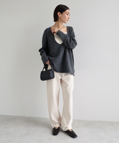 evernavy(エバーネイビー)の「裏起毛ポンチカーブパンツ(その他パンツ・レディース・ブラック/アイボリー/ブラウン・S/M/L/XL)」の5枚目の写真