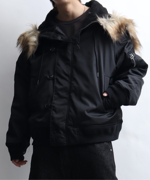 Art re A select（アトリエセレクト）の「ナイロンツイル セパレートフードファー オーバーN-2Bブルゾン（ブルゾン・メンズ・ブラック/グリーン・M/L/XL）」の4枚目の写真