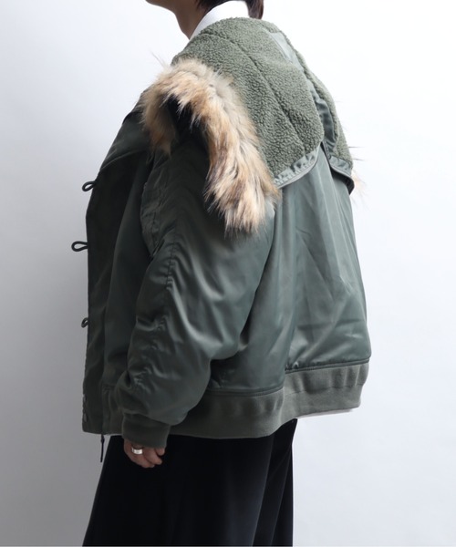 Art re A select（アトリエセレクト）の「ナイロンツイル セパレートフードファー オーバーN-2Bブルゾン（ブルゾン・メンズ・ブラック/グリーン・M/L/XL）」の11枚目の写真