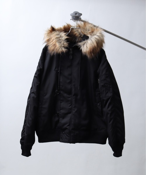 Art re A select（アトリエセレクト）の「ナイロンツイル セパレートフードファー オーバーN-2Bブルゾン（ブルゾン・メンズ・ブラック/グリーン・M/L/XL）」の14枚目の写真