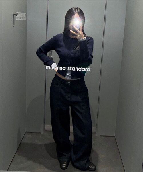 MUSINSA STANDARD WOMAN（ムシンサスタンダードウーマン）の「ウィメンズパネルワイドデニムパンツ [ディープインディゴ]（デニムパンツ・レディース・その他・30/24/25/26/27/28/29）」の7枚目の写真