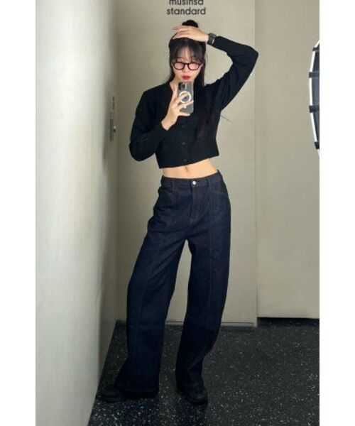MUSINSA STANDARD WOMAN（ムシンサスタンダードウーマン）の「ウィメンズパネルワイドデニムパンツ [ディープインディゴ]（デニムパンツ・レディース・その他・30/24/25/26/27/28/29）」の12枚目の写真