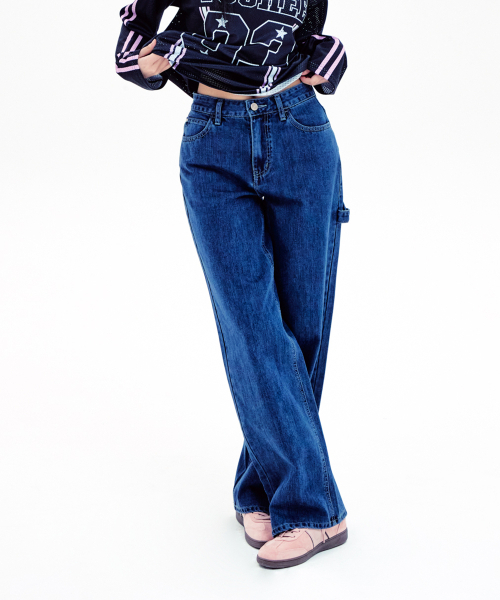 YOUHEE（ユヒ）の「LETTERING WIDE DENIM PANTS INDIGO（デニムパンツ・レディース・その他・MEDIUM/SMALL）」の2枚目の写真
